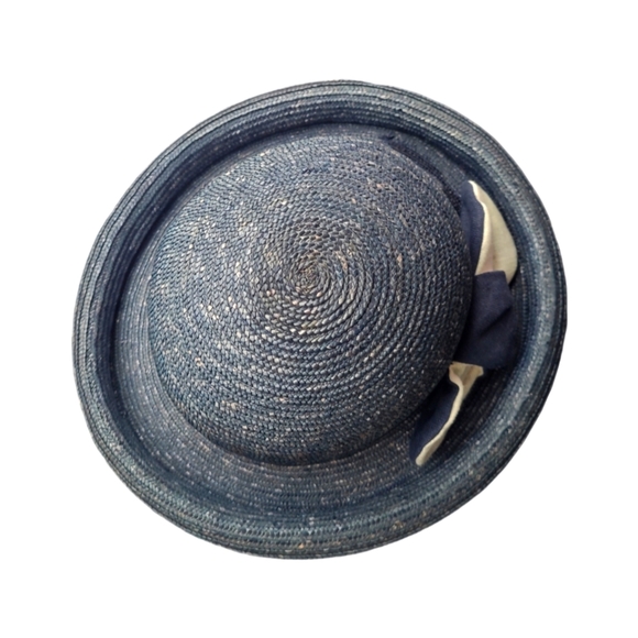 ERIC JAVITS | Navy Blue Curled Brim Hat with Bow main image 4